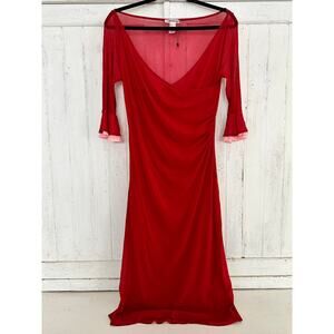 RARE Vivienne Tam Vintage Red Mesh Holiday Dress
